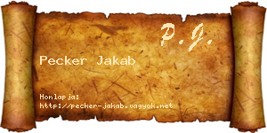 Pecker Jakab névjegykártya